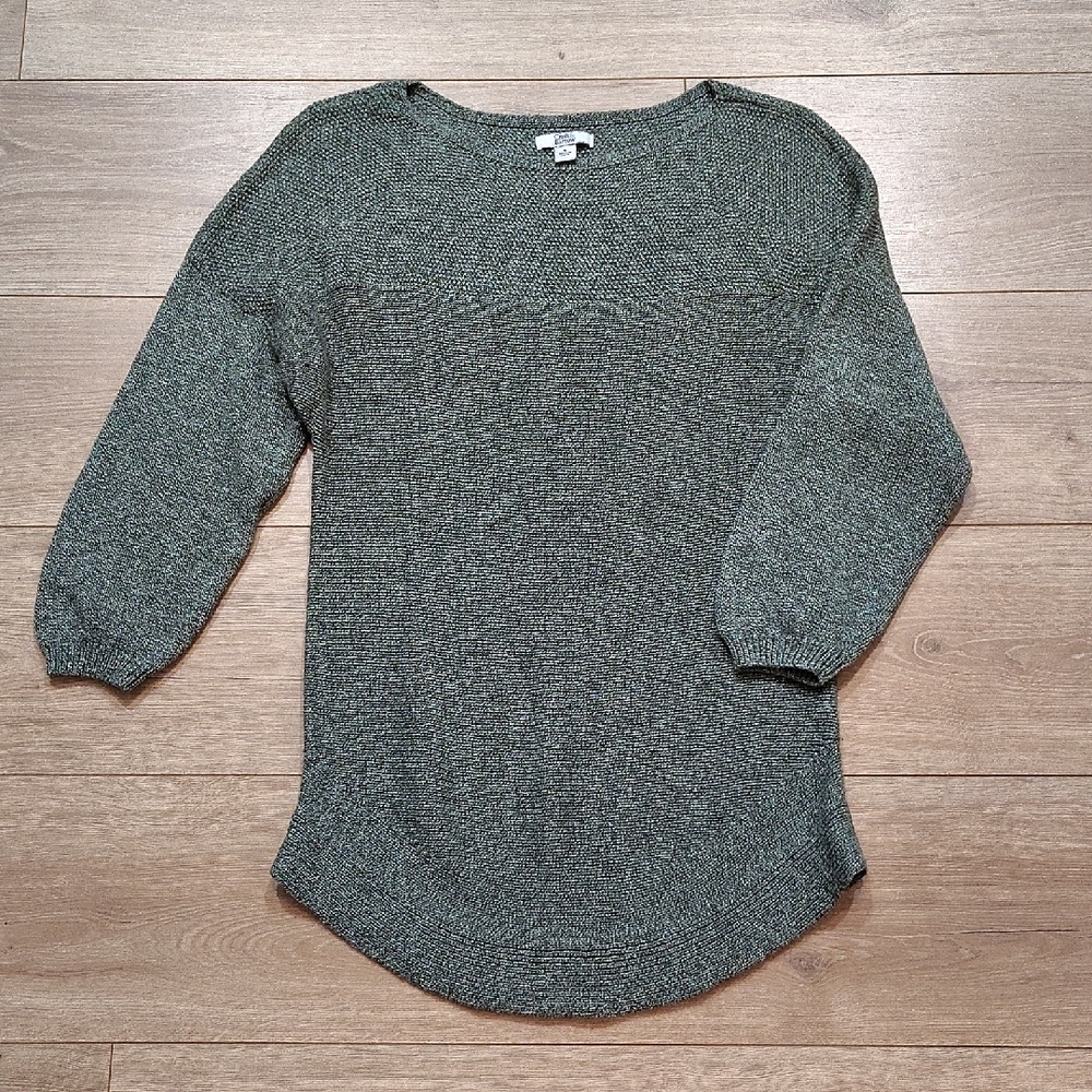 Croft & Barrow Olive Tone Scoop Neck Knit Pullover Quarter Sleeve Sweater/Size M